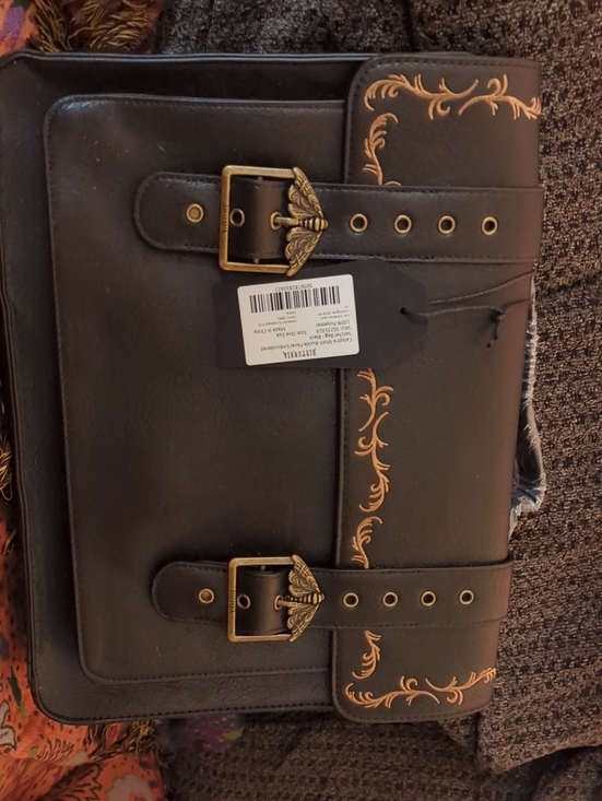 Disturbia Other - Disturbia Black Faux Leather Messenger Bag with Gold Trim